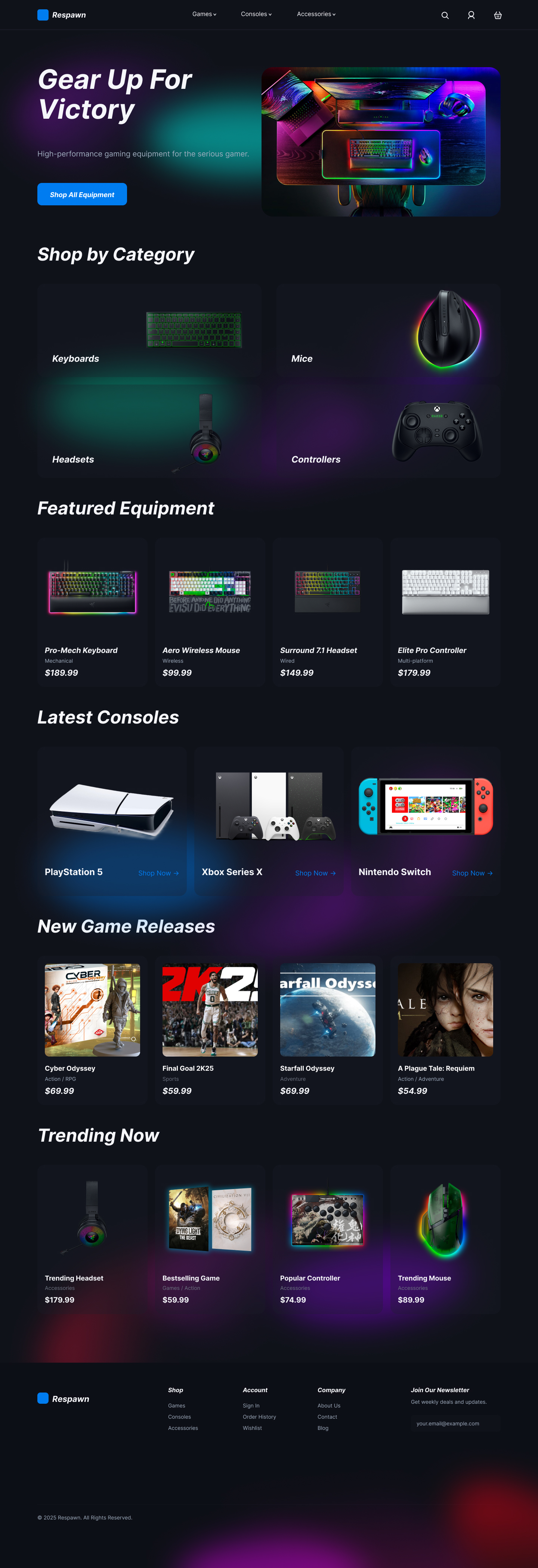 High-fidelity mockup of the homepage