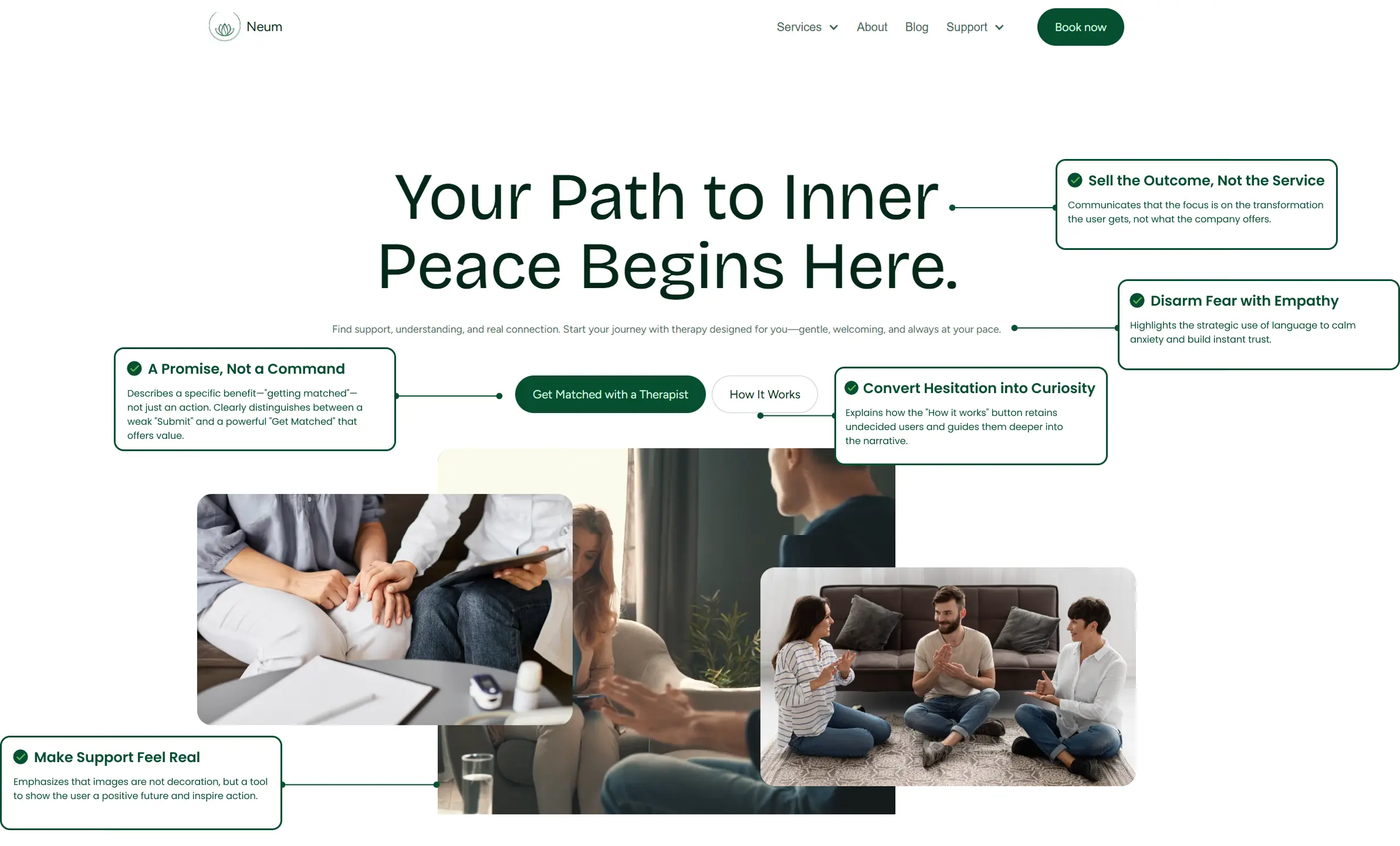 Neum Hero Section with Annotations